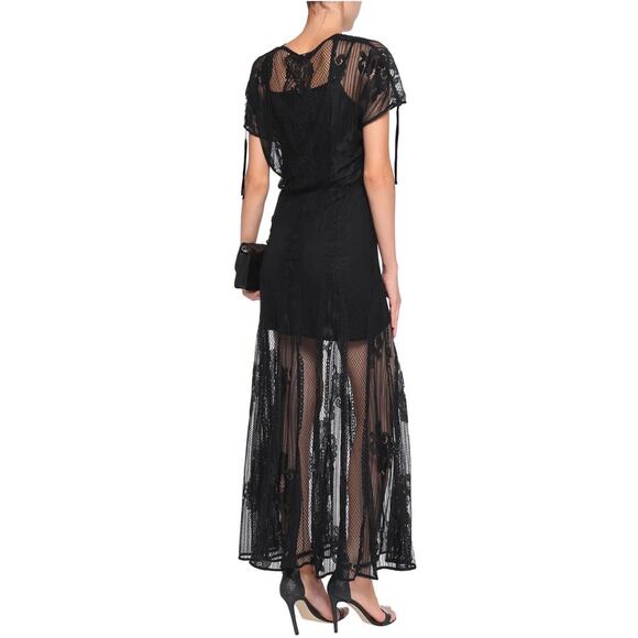 Maje Black Lace Sheer Cover Up Maxi Dress Size 1 - Picture 2 of 15